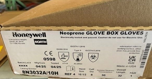 Honeywell North – Neoprene Glove Box Gloves – 10.5″ Size – 32″ L – 8N3032A/10H