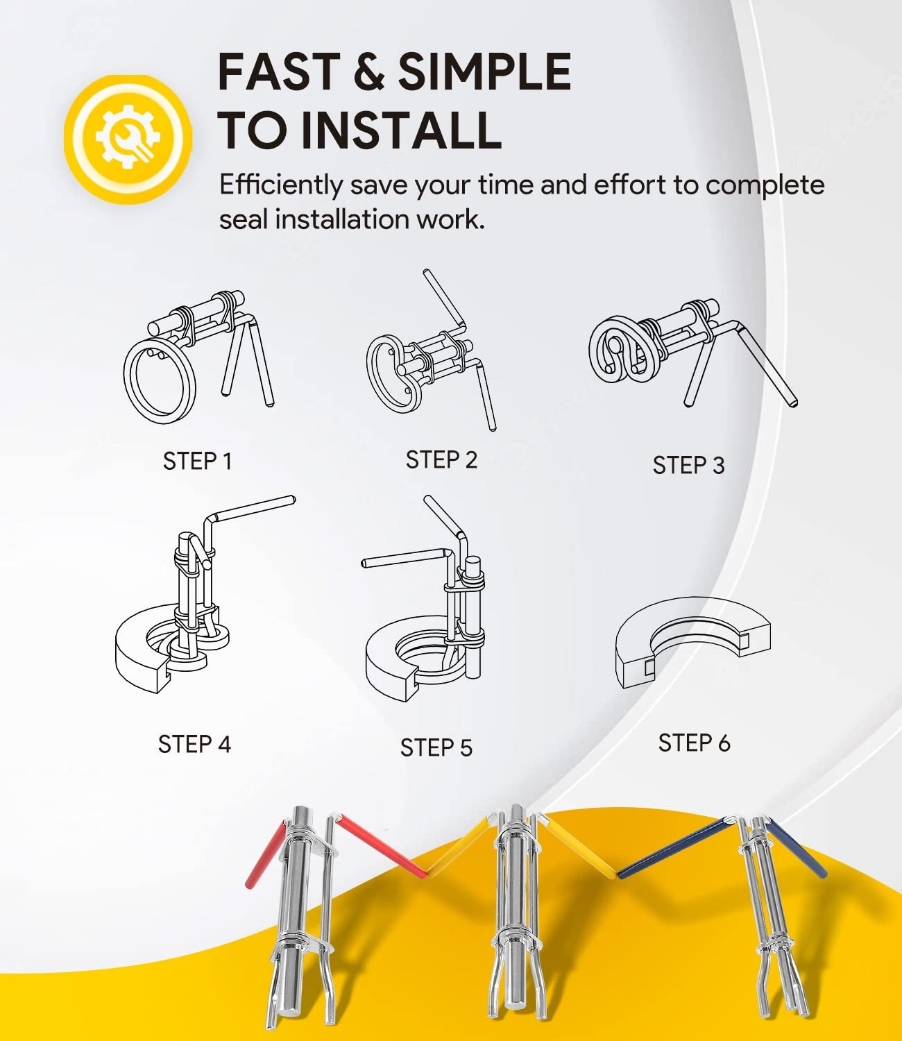 3 Pack Hydraulic Seal Installation Tools, Hydraulic Cylinder Piston Repair Se…