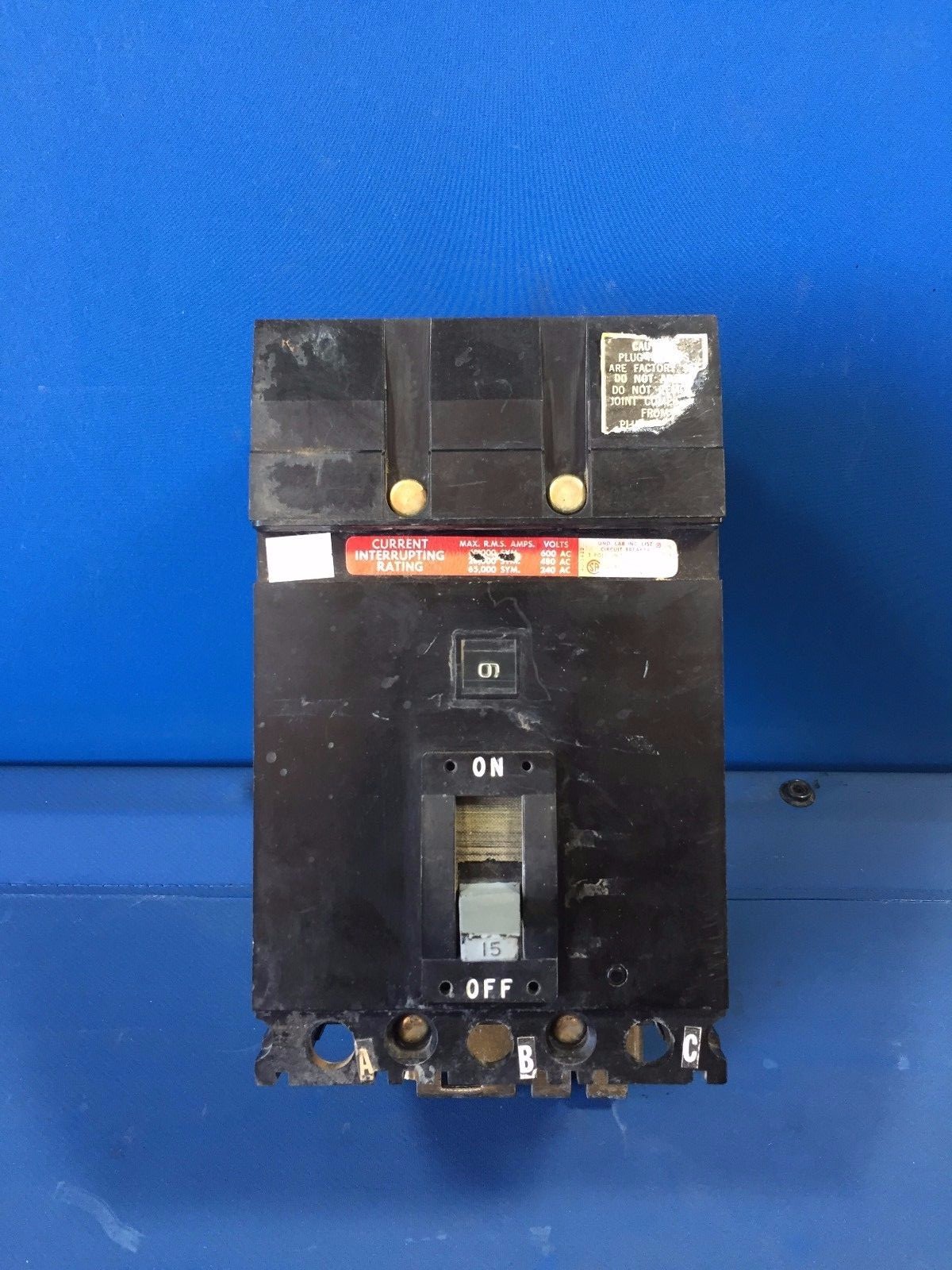 SQUARE D FH36015 15A 600V 3P I-LINE CIRCUIT BREAKER