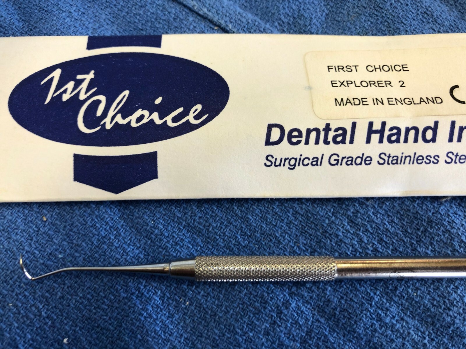 Dental Instrument Explorer 2 Made in England 1st Choice New Stainless-Steel