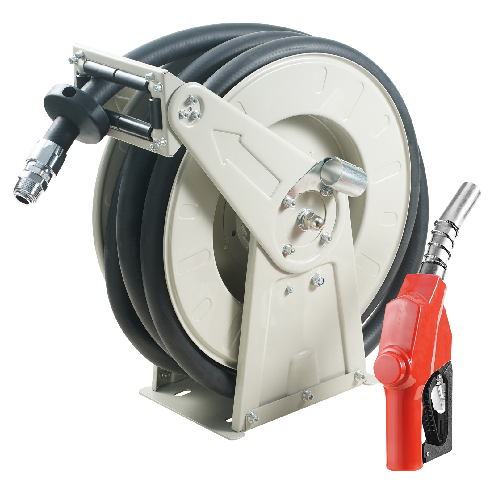Fuel Hose Reel Retractable Diesel Hose Reel 1″ x 33′ Auto Refueling Nozzle