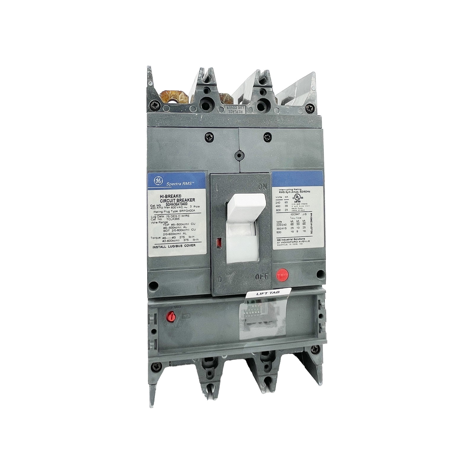 NIB – GE – SGHA36AT0400 – Molded Case Circuit Breaker – 400A, 3-Phases, 600V
