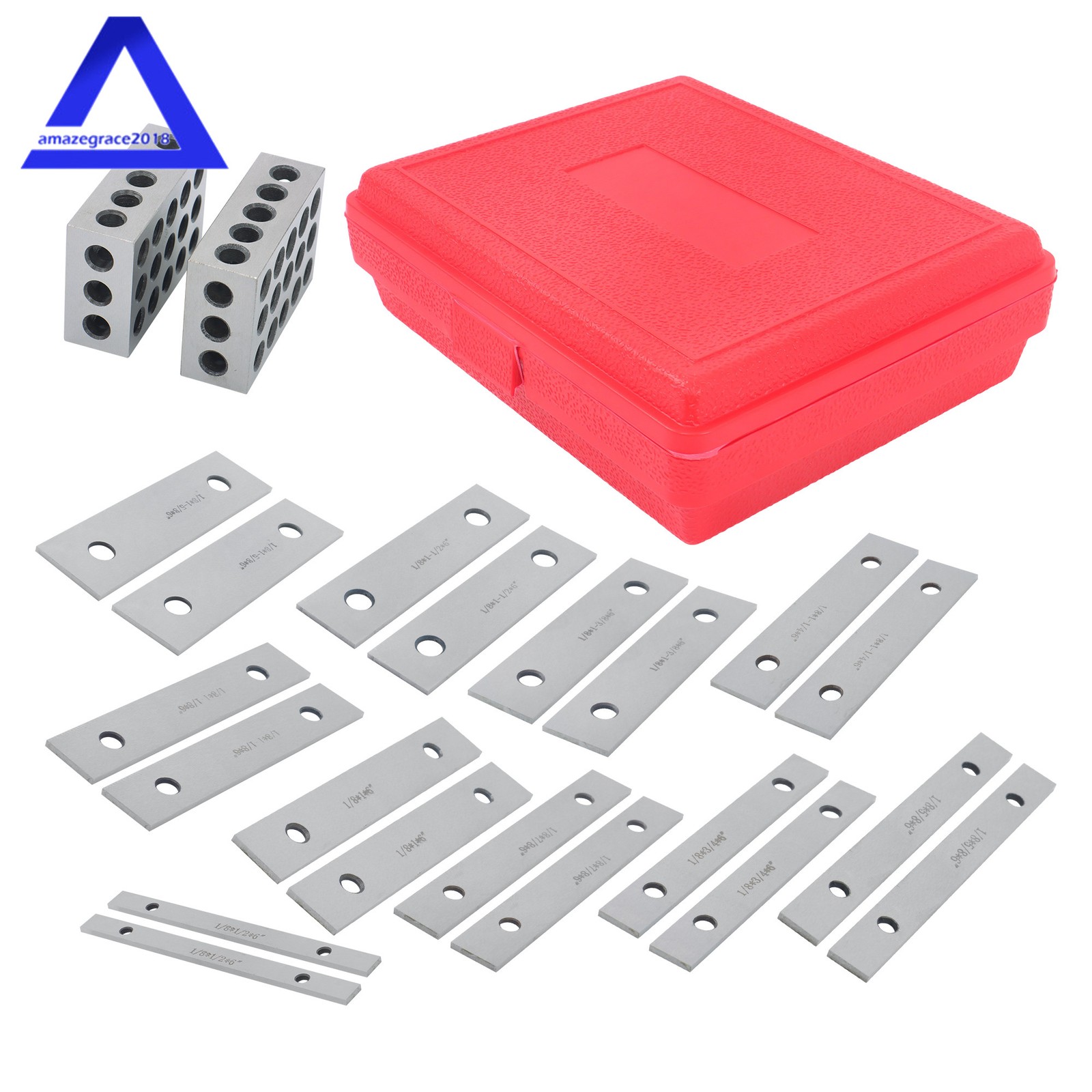 10 Pair 1/8″ × 6″ Thin Parallel Set & 1 Matched Pair 1-2-3 Block Set 23 Holes