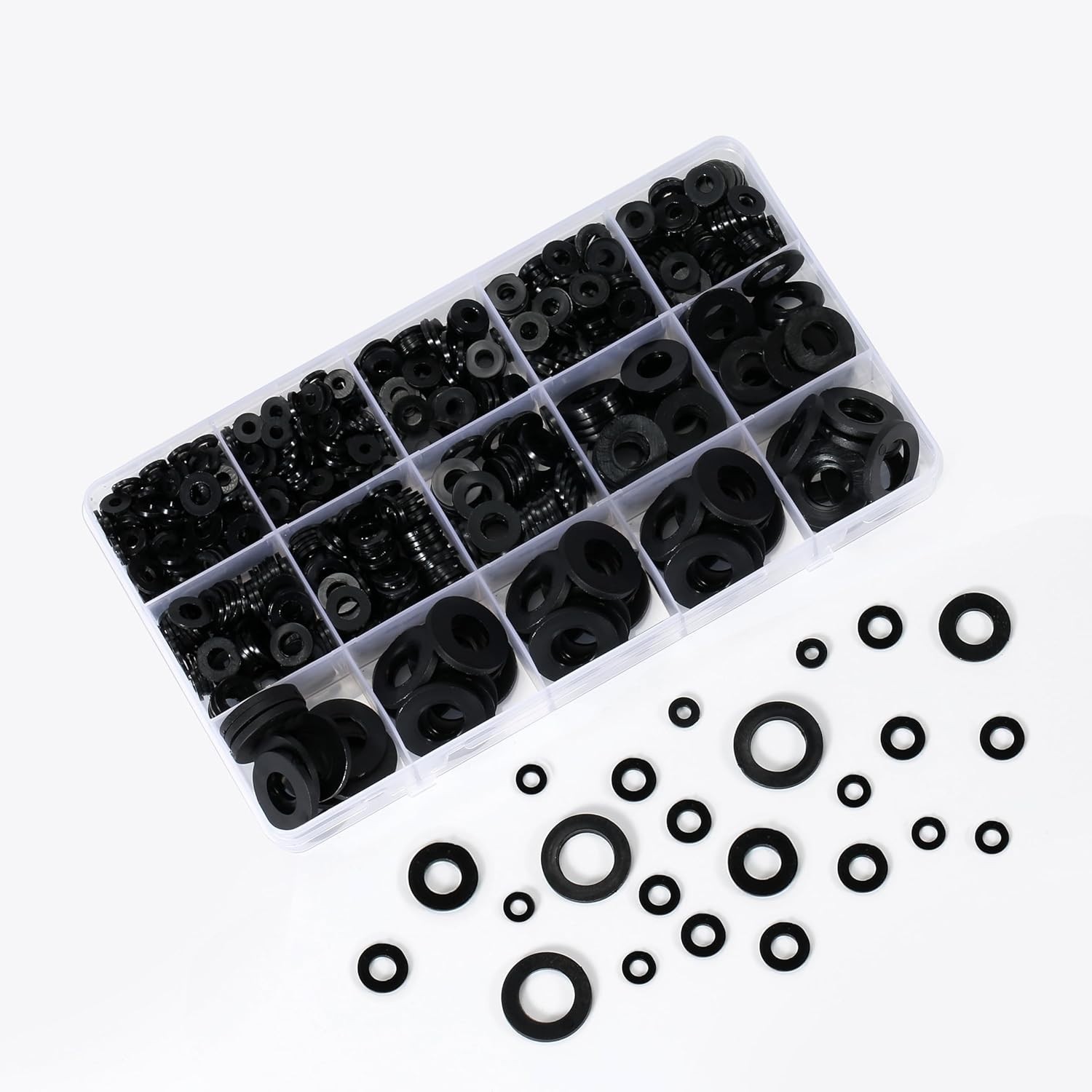 750PCS Nylon Flat Washers for Screws Bolts, 7 Sizes Plastic Washers Assortment K