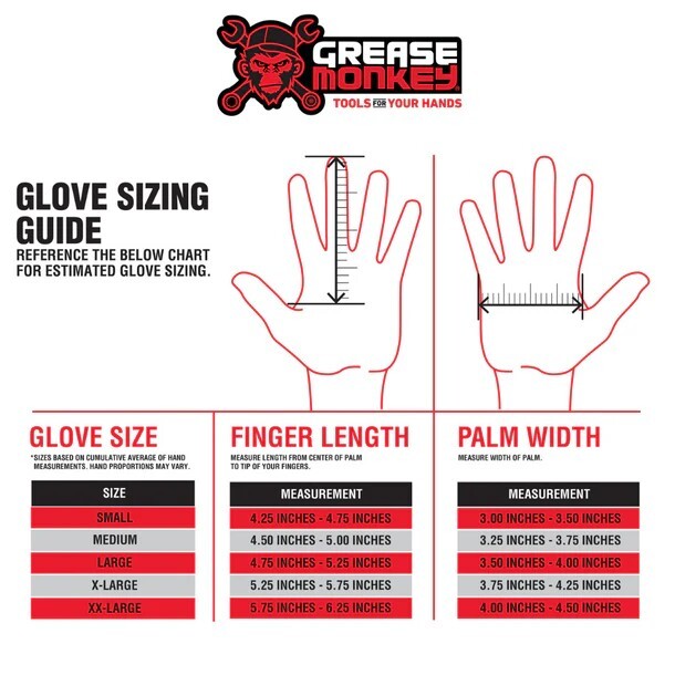 Grease Monkey Lo-profile Air Work Mechanics Gloves 2 Pairs Size M, Touch Screen
