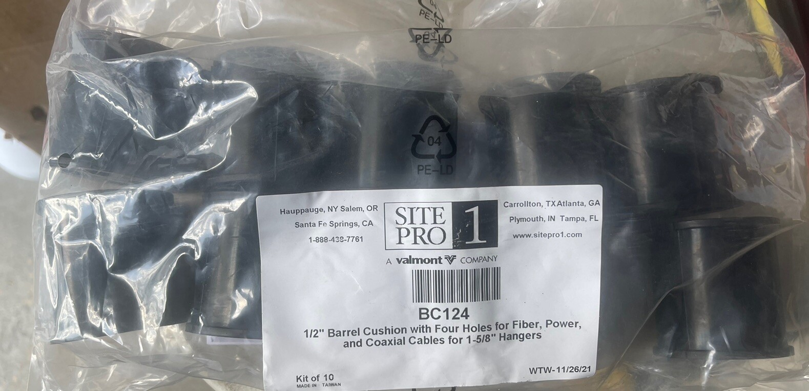 10-Pk Site Pro 1 Multi-Hole Barrel Cushions 4 Holes 1/2″ BC124 10 kits of 10
