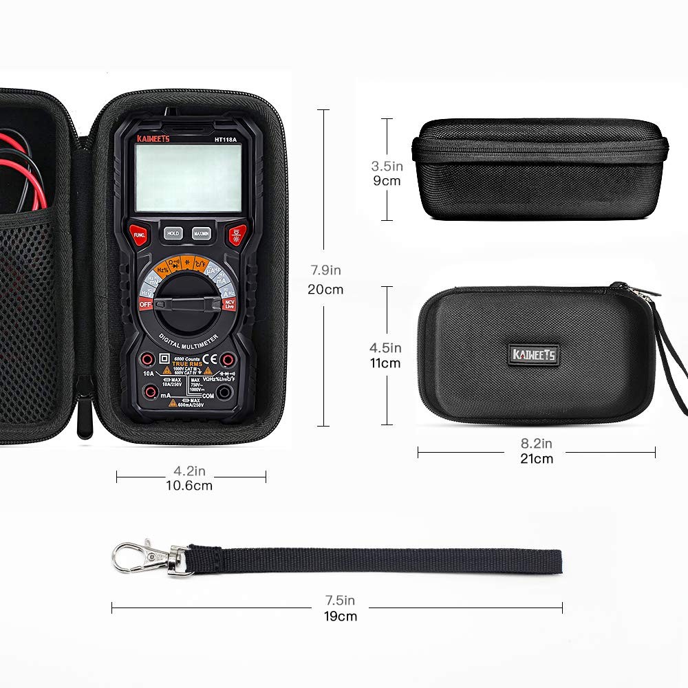 KAIWEETS HT118A/HT118E Multimeter Case, 8.2 x 4.5 x 3.5 inches, Black