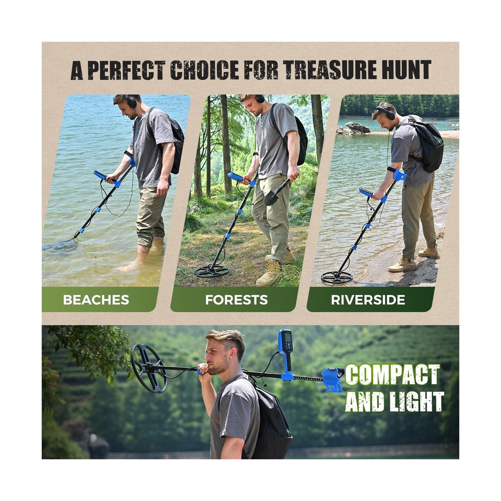 Metal Detector for Adults Professional, Double-D Waterproof Search Coil Gold …