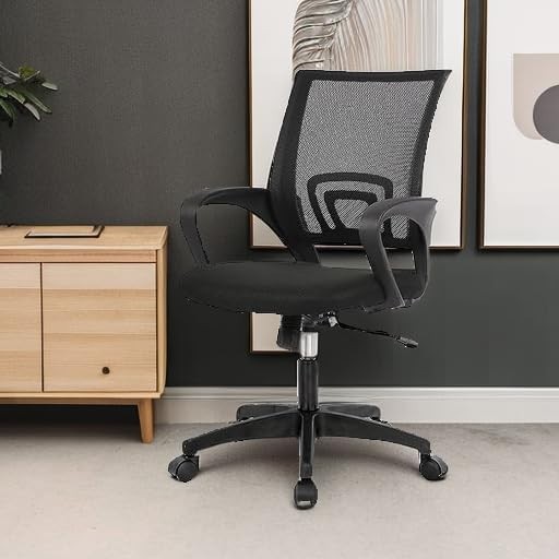 Ergonomic Mesh Home Office Chair with Adjustable Lumbar Support (Black)