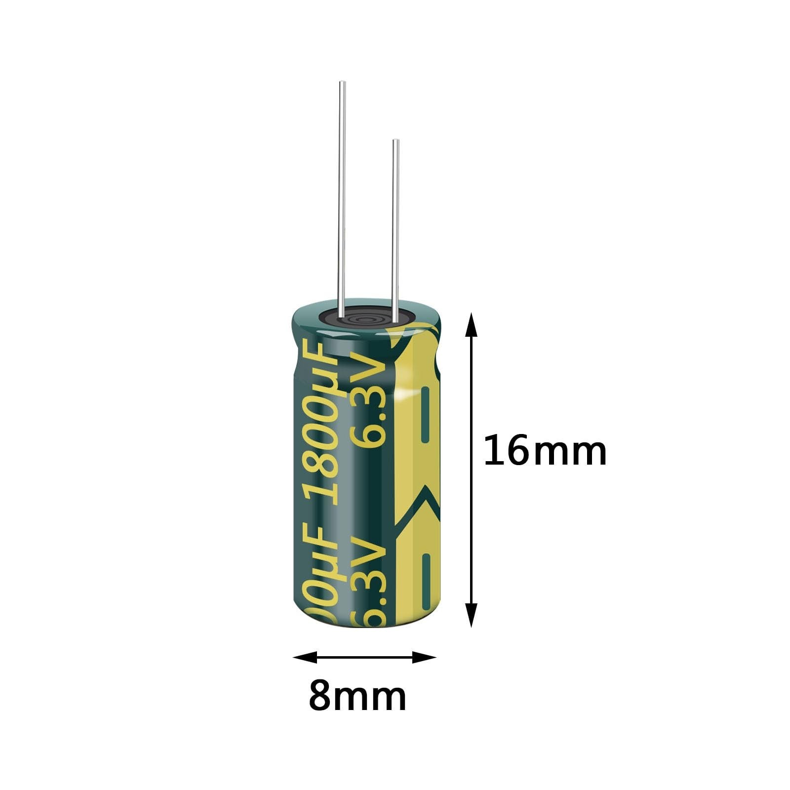 20PCS 6.3V 1800UF Capacitor 8x16mm(0.31×0.63in) High Frequency Aluminum Elect…