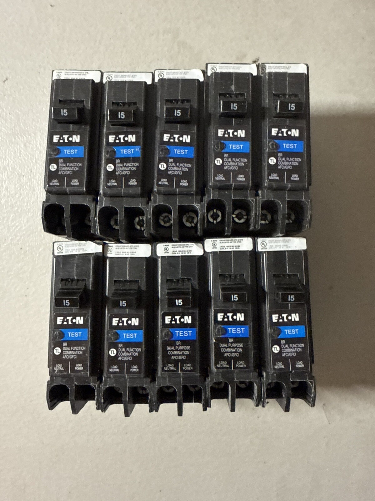 10 PCS Eaton BRP115DF 120/240V 15A Single Phase Circuit Breaker