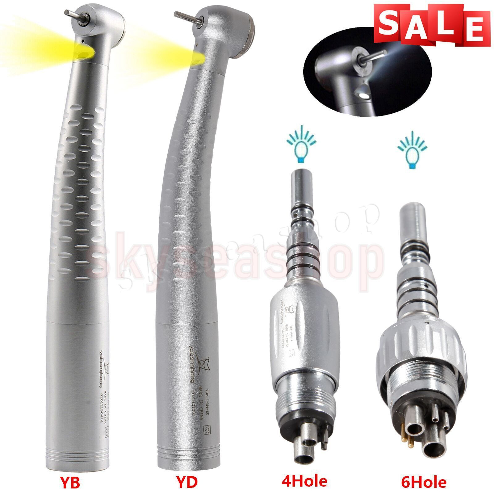 YABANGBANG Dental Fiber Optic LED High Speed Handpiece / LED Quick Coupler 4H/6H