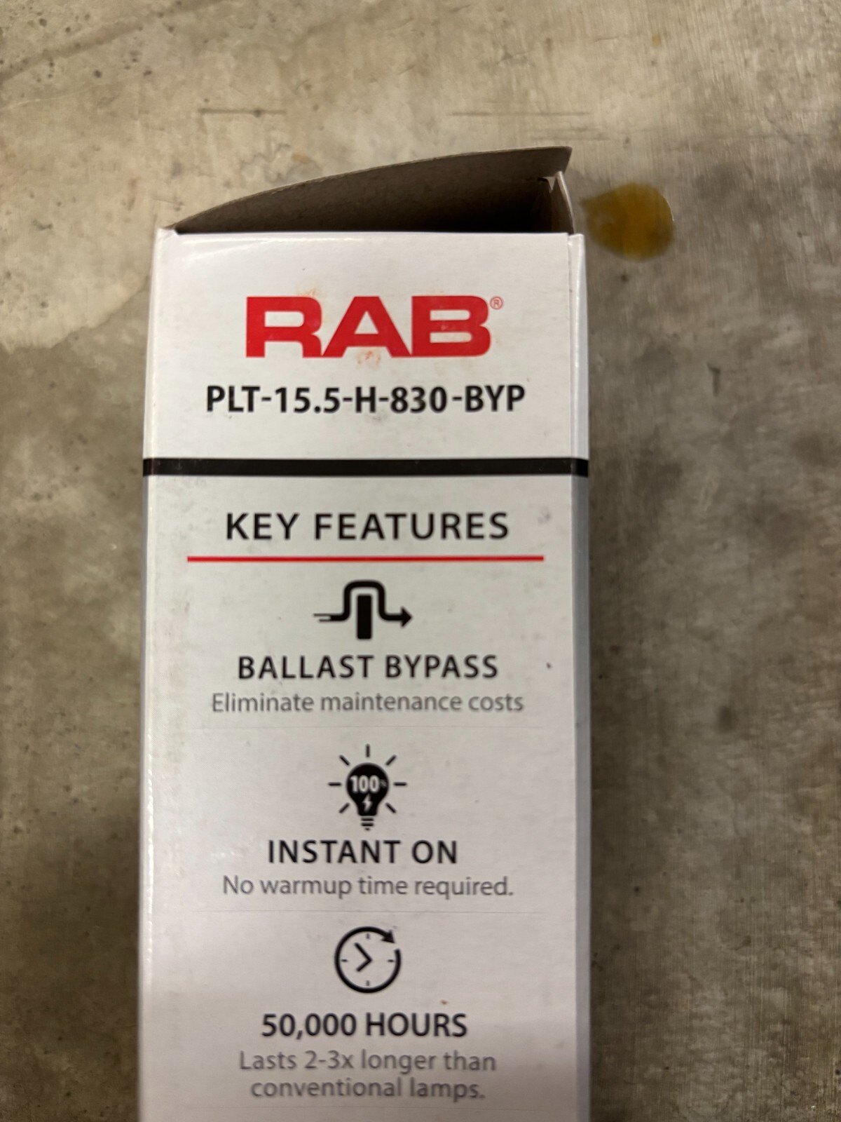 NEW IN BOX RAB PLT-15.5-H-830-BYP 15.5W 3000K LED LAMP 42W CFL REPLACEMENT G24d