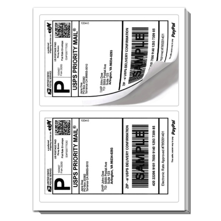 1000 Rounded Corner Shipping label sheets, 2 labels per, 2000 Total Labels