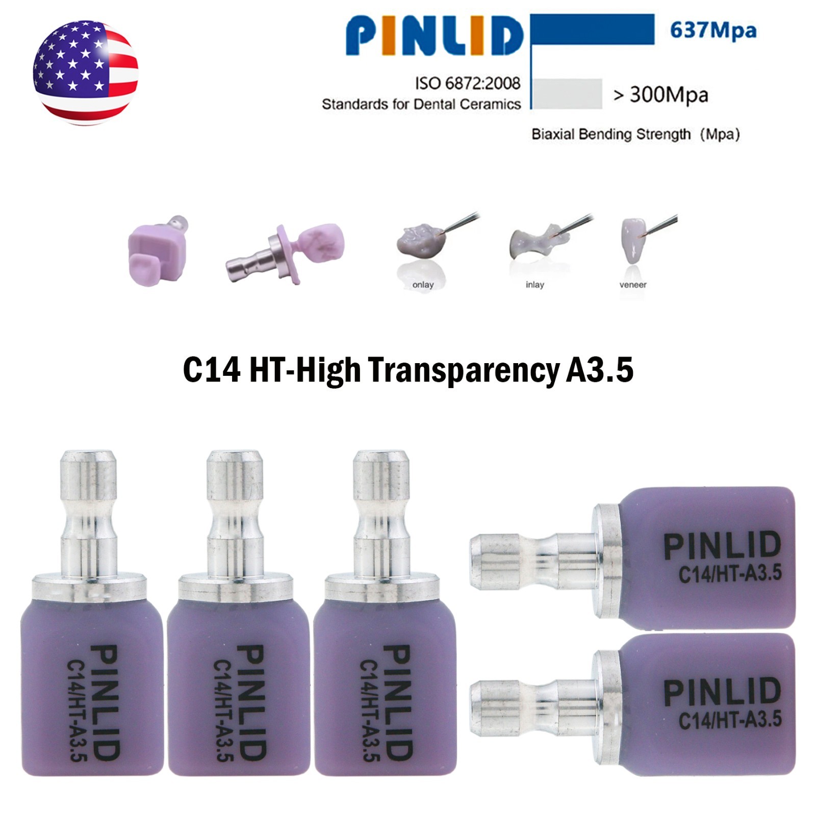 US C14 Emax Dental Glass Ceramic HT LT Lithium Dislicate CAD/CAM Cerec Blocks