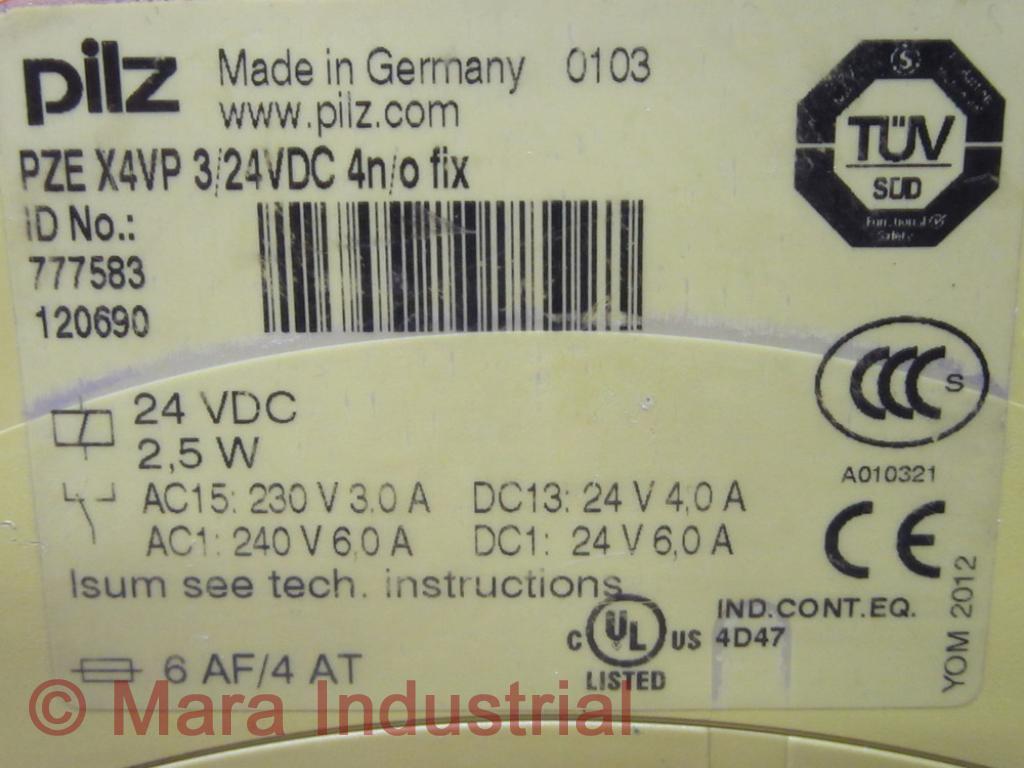 Pilz PZE X4VP 3/24VDC 4N/O Fix Relay 777583 120690