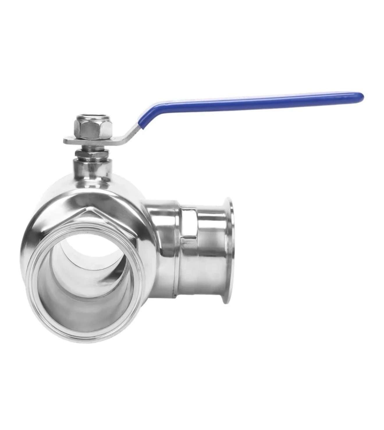 3″ Tri Clamp Sanitary 3-Way T Port Ball Valve, PTFE Seat, Stainless Steel 304