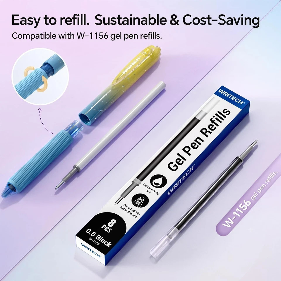 WRITECH Gel Pens Bold Point: 1.0mm Black Ink 1 Count (Pack of 4), 4