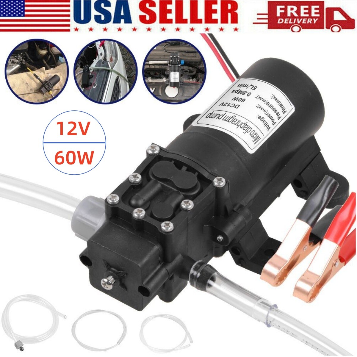 12V/60W 5L/min Fuel Transfer Pump Oil Diesel Gasoline Kerosene Car Tractor Truck