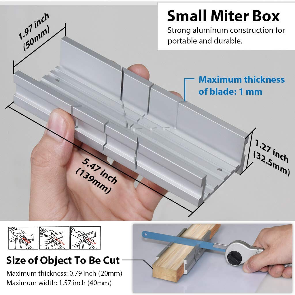 FIRSTINFO 5.5 Inch Metal Small Aluminum Miter Box Silver