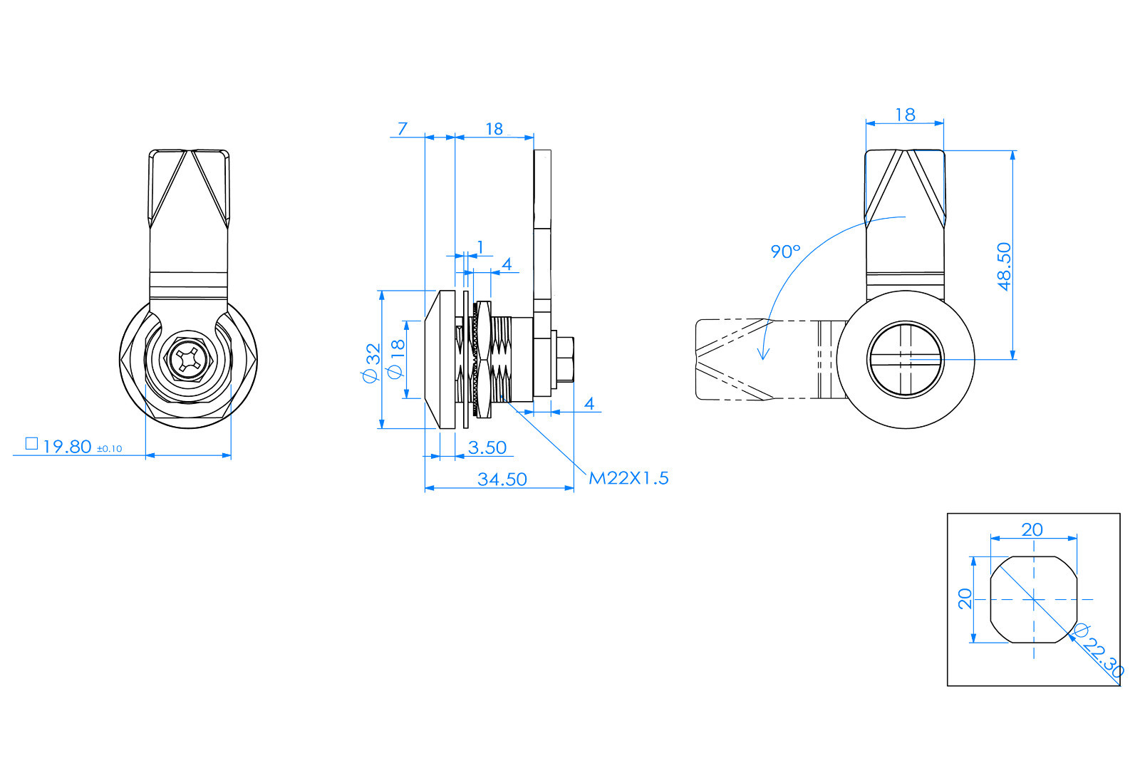 Keyless Slotted Quarter Turn Latch Cam Lock Tool Operate Coin Operate 6033