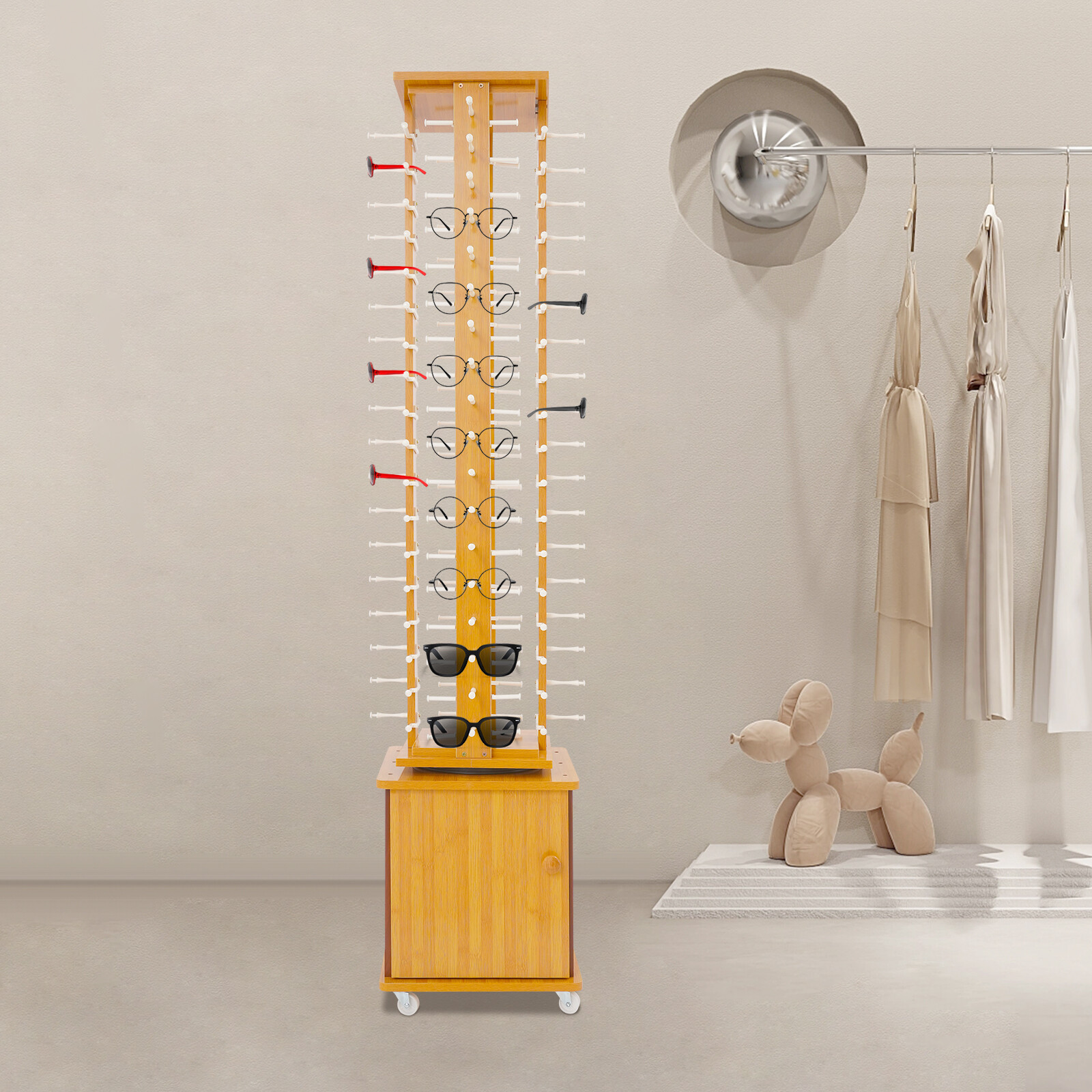 72-Pair Eyeglass Display Rack, Floor-standing Rotating Glasses Storage Display