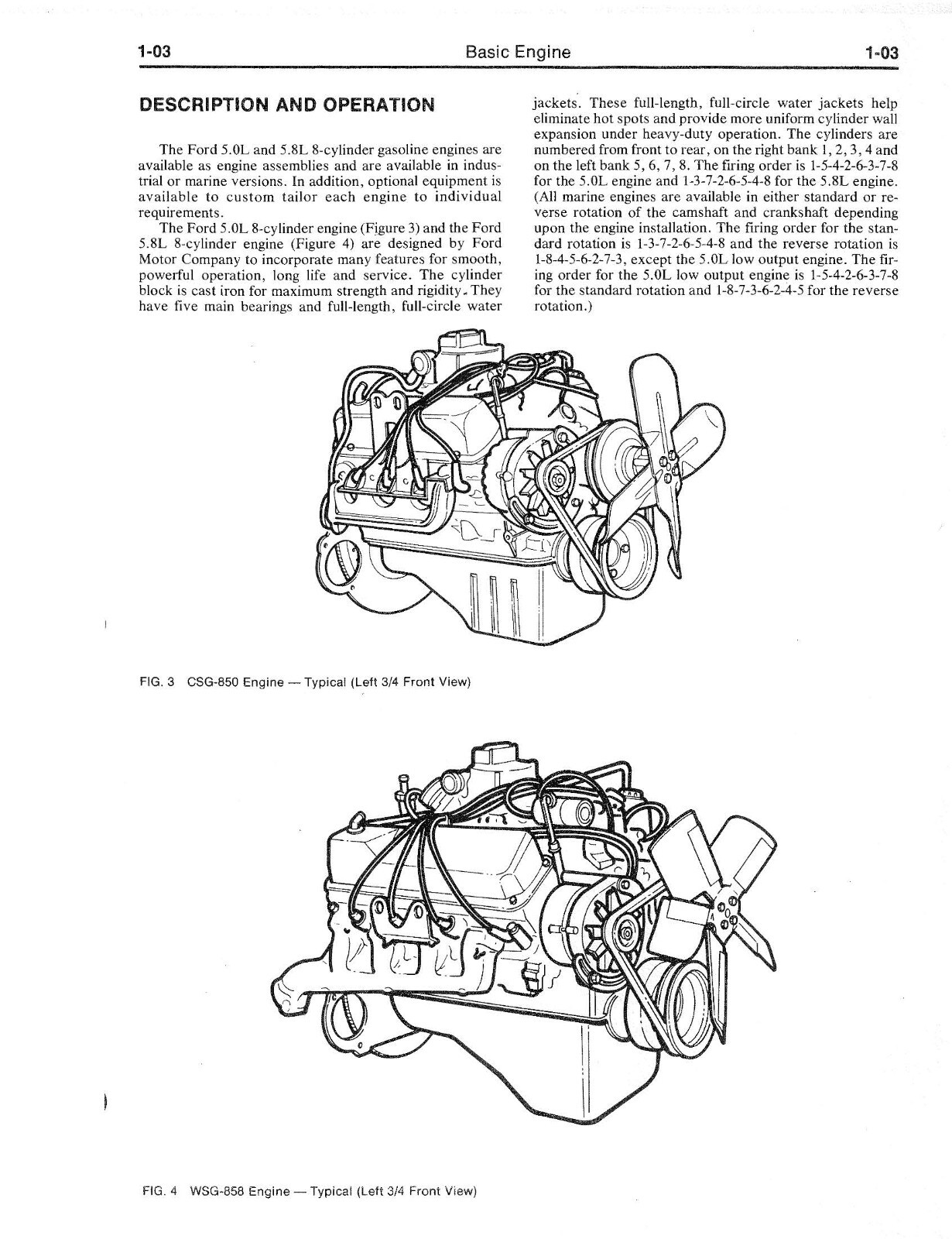 302 351 Industrial & Marine Engine Service Manual Fits Ford CSG-850 WSG-858 CID