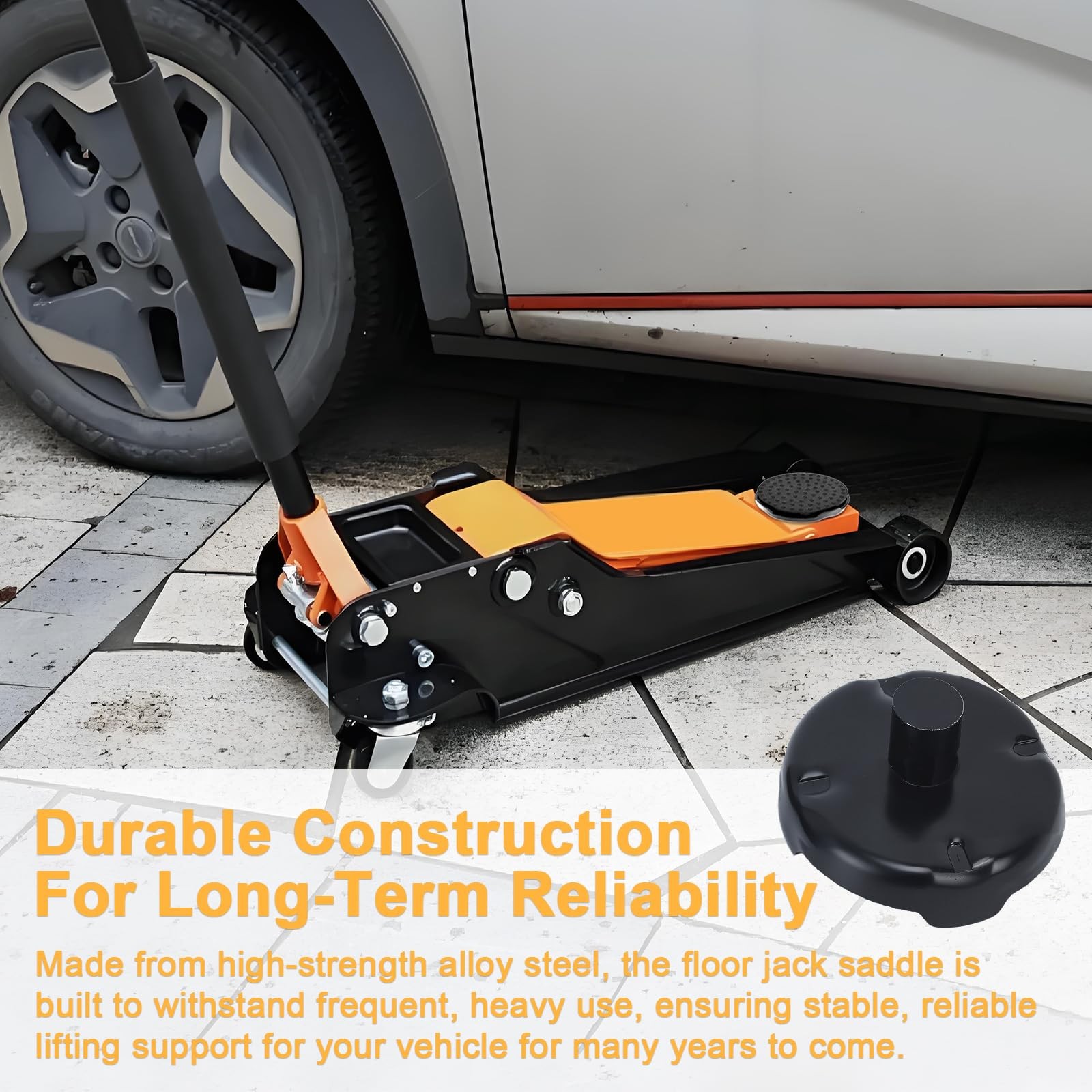 Floor Jack Saddle, Saddle with Rubber Pad, 4.8 Inch in black