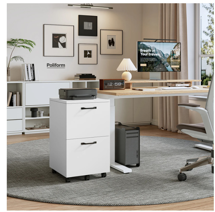 Gianna 2 Drawer Rolling File Cabinet Printer Stand with Storage Lockable Wheels