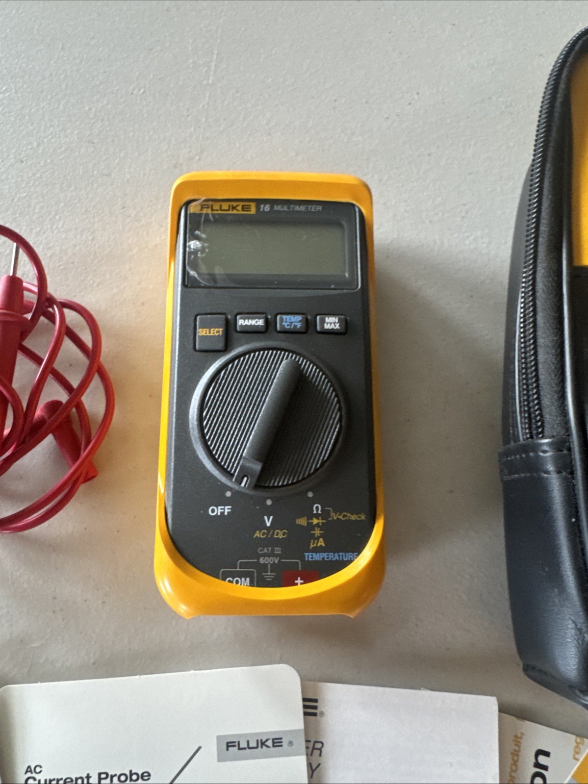 New Open Box – FLUKE 16 Digital Multimeter w/Leads, Case, & Paperwork, HVAC Tool