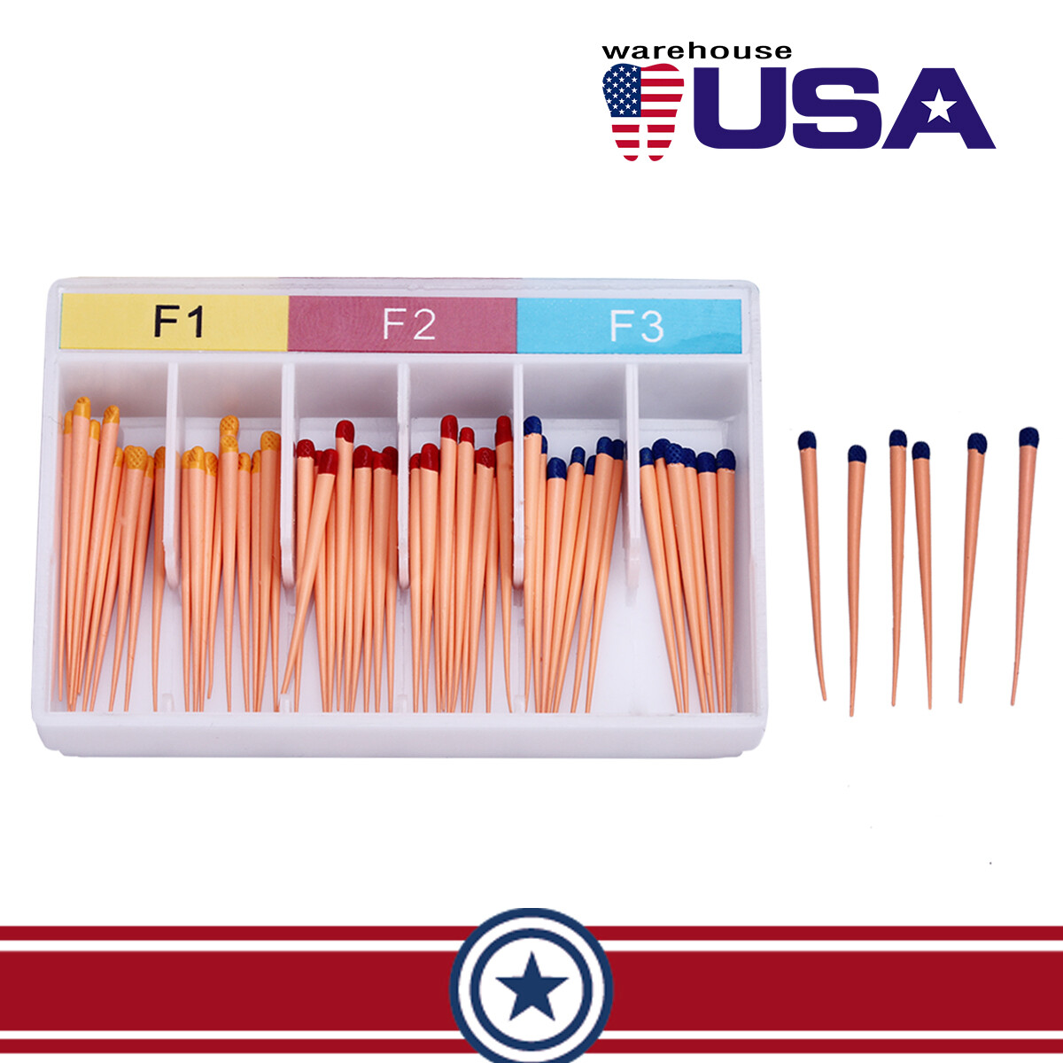 AZDENT Endodoncia dental Puntas de gutapercha y papel absorbente F1 F2 F3