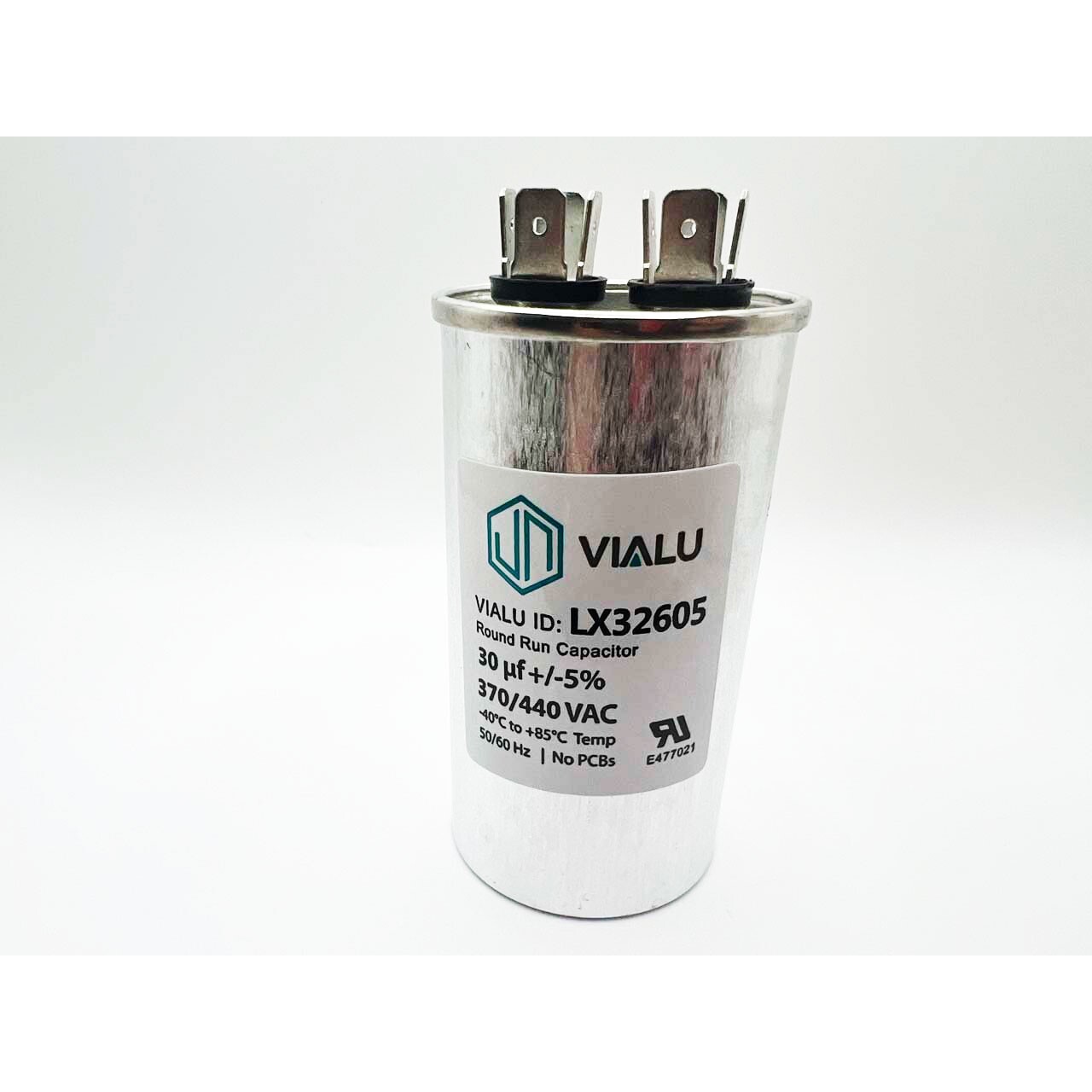 VIALU – 30 uf/MFD 370 VAC volts Round Run Capacitor 50/60 Hz