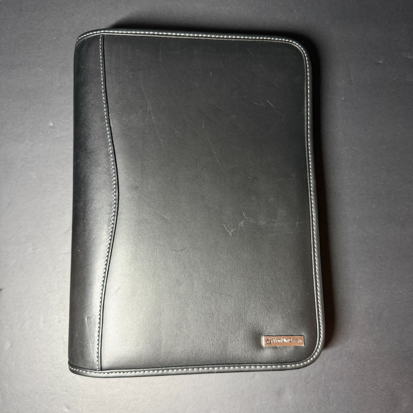 Black Leather Franklin Covey Zipper Agenda Planner, 8 x 10 1/2 inches