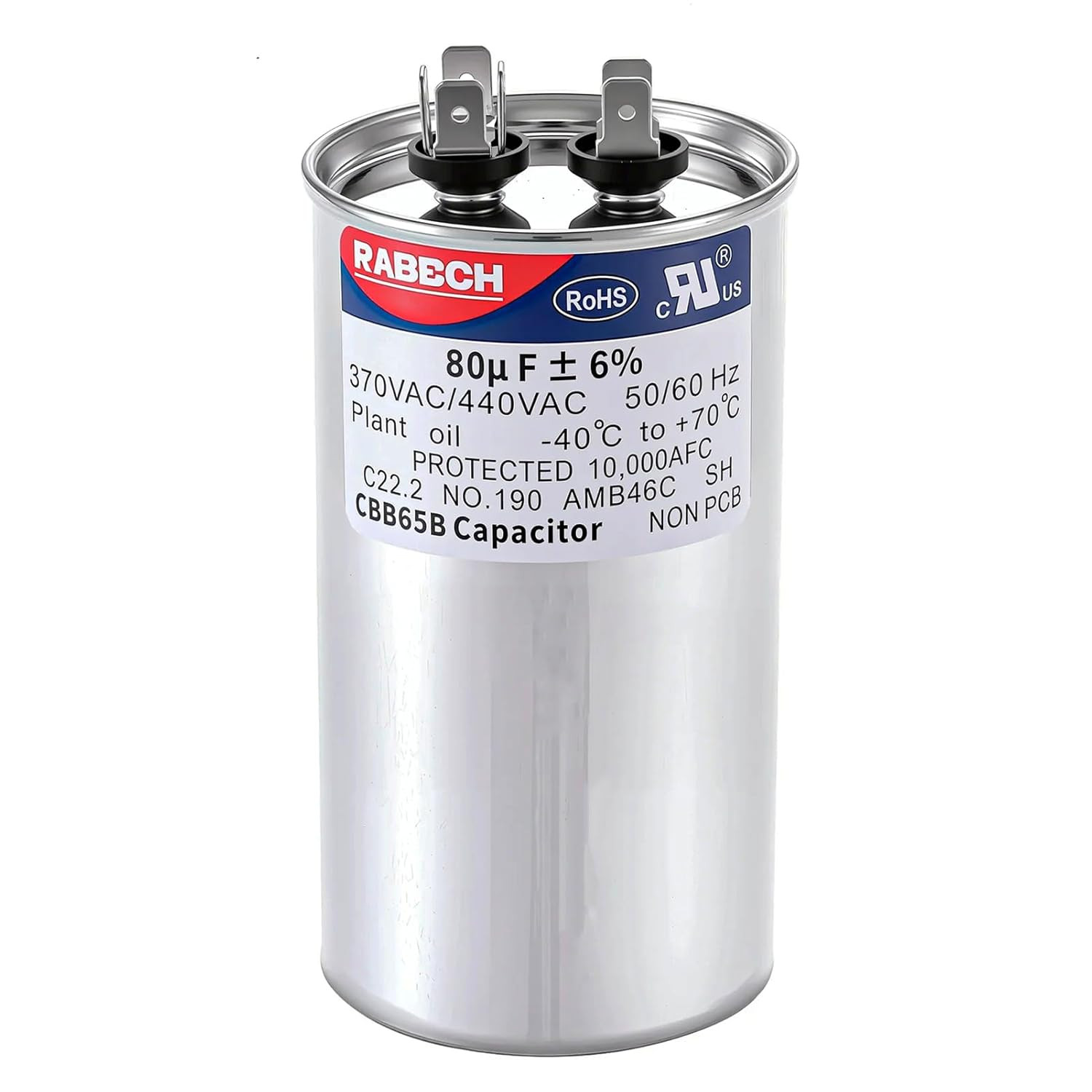 80Uf 80MFD CBB65B Run Start round Capacitor 80 Uf MFD 370V or 450V CBB65 A/C Air