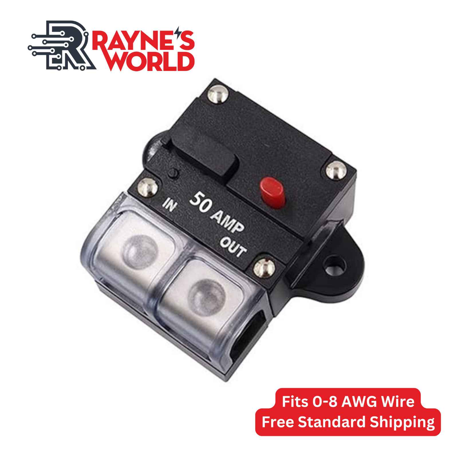 50-300 Amp 12-48V DC [0-8 AWG] Inline Breaker with Dust Cover Auto/Solar/RV