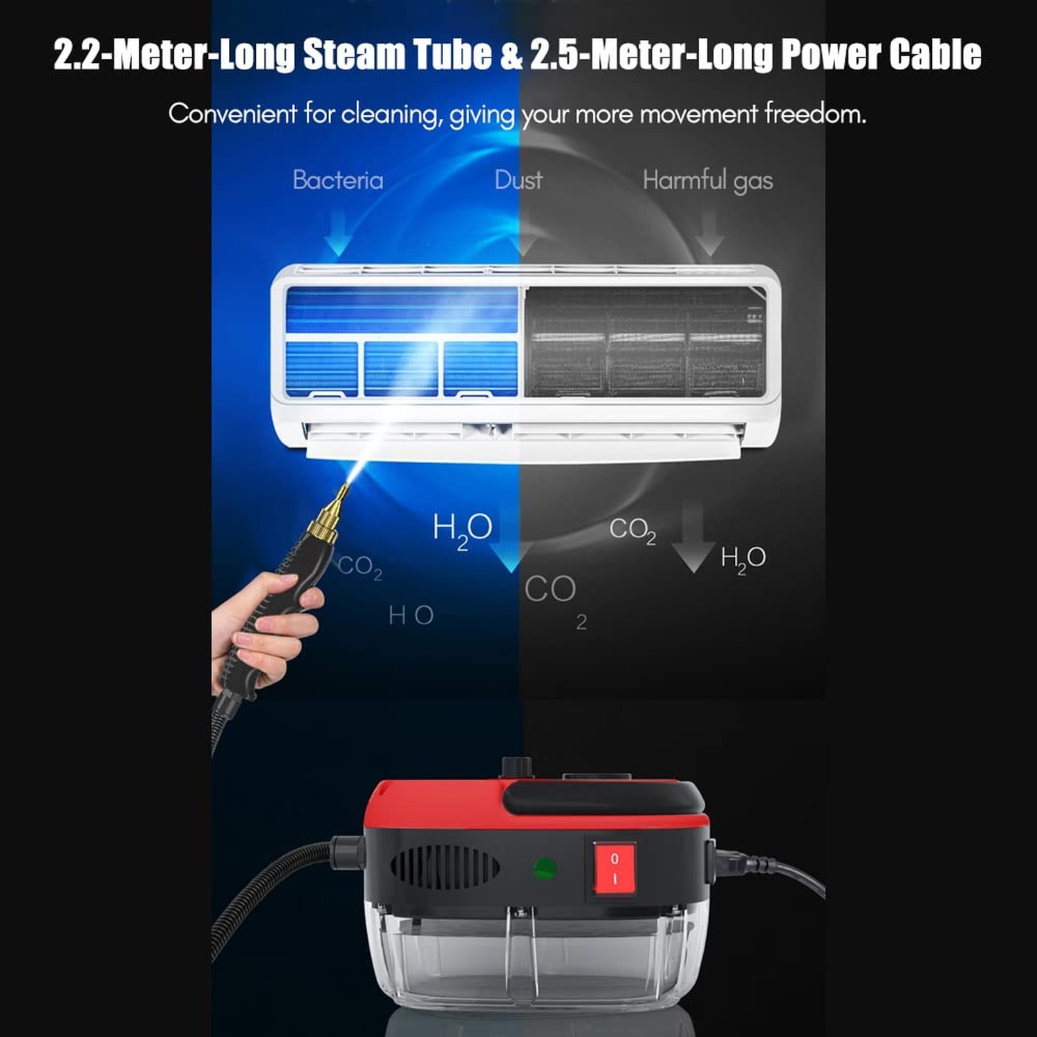 2500W Handheld Steam Cleaner High Temperature Pressurized Steam Cleaning Mach…