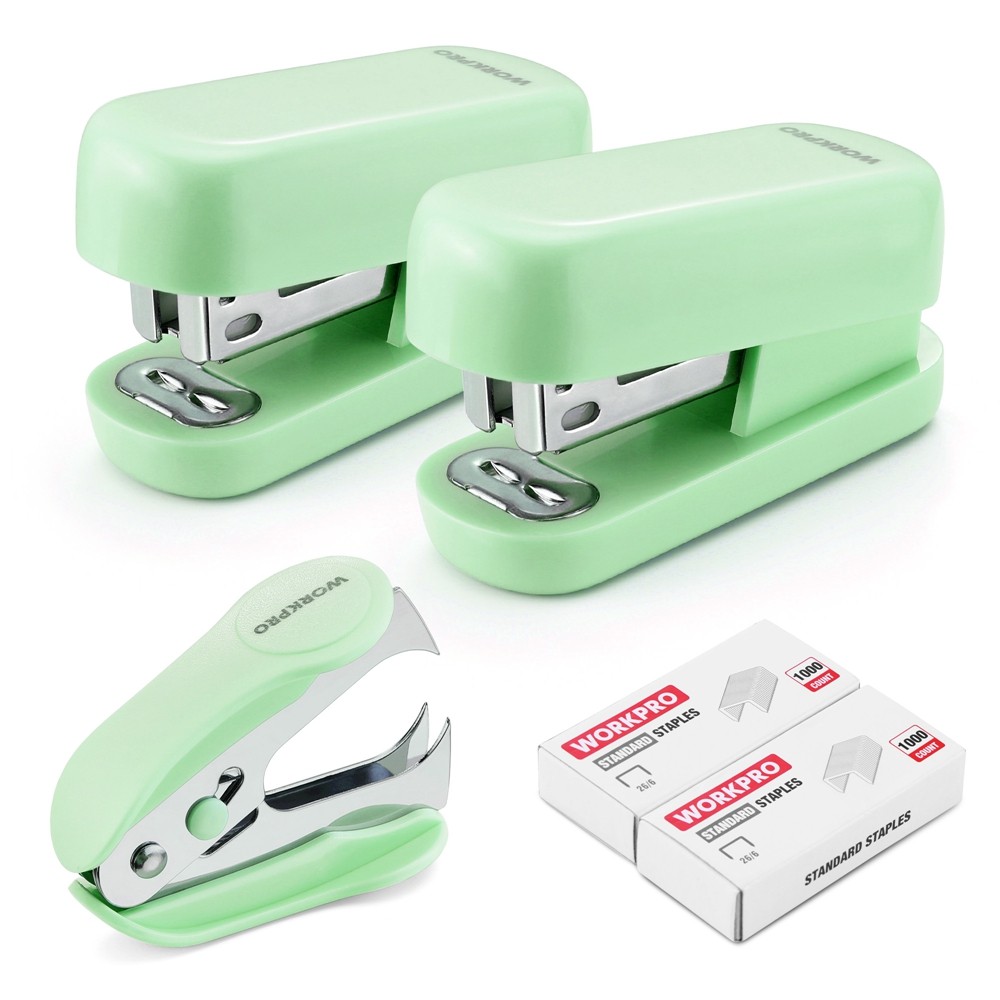 WORKPRO Small Stapler with Staples 2000 Standard Staples One Staple Remover New