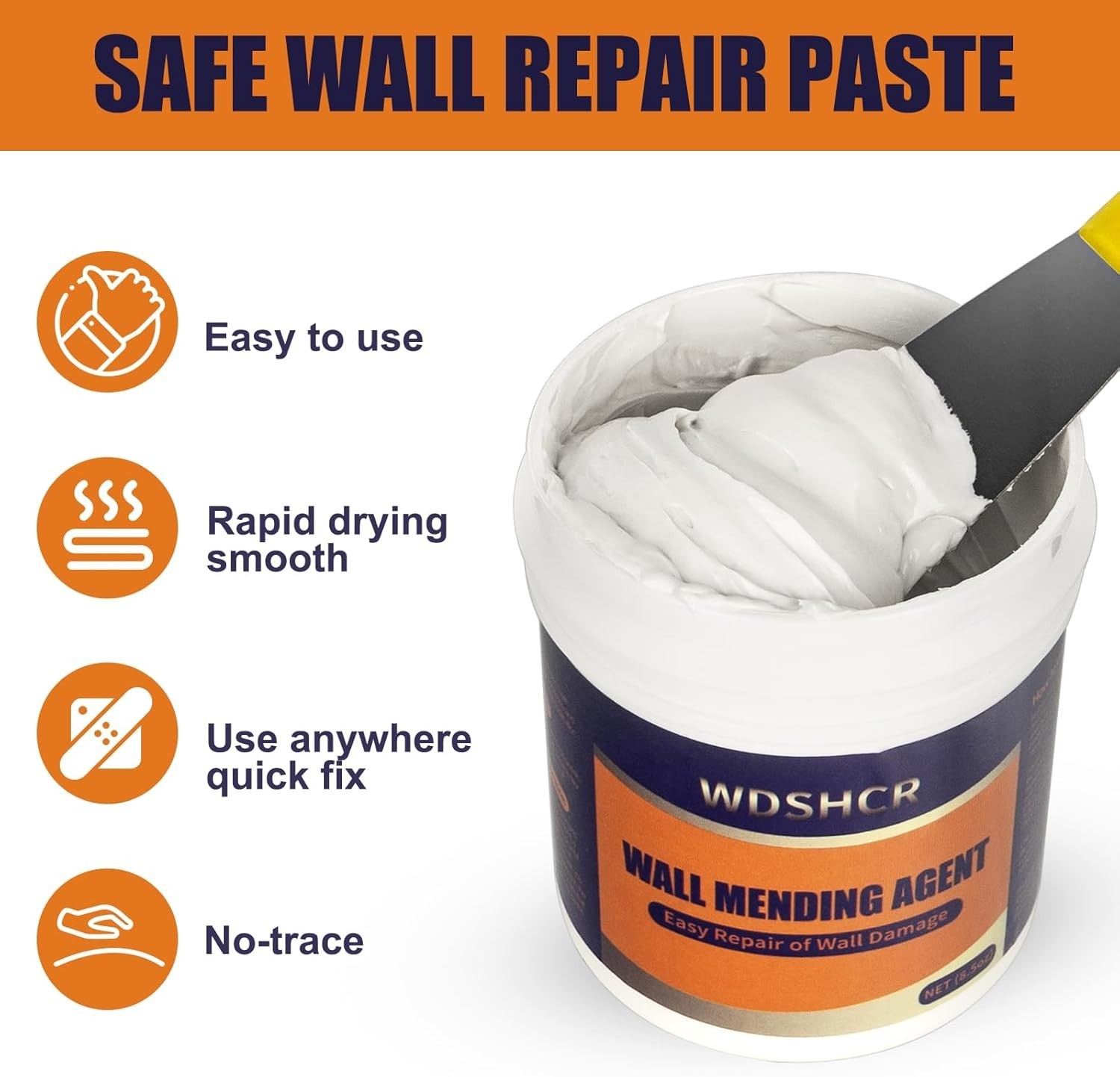 Complete Wall Surface Repair Kit: Fast-Drying White Putty & Adhesive Patches