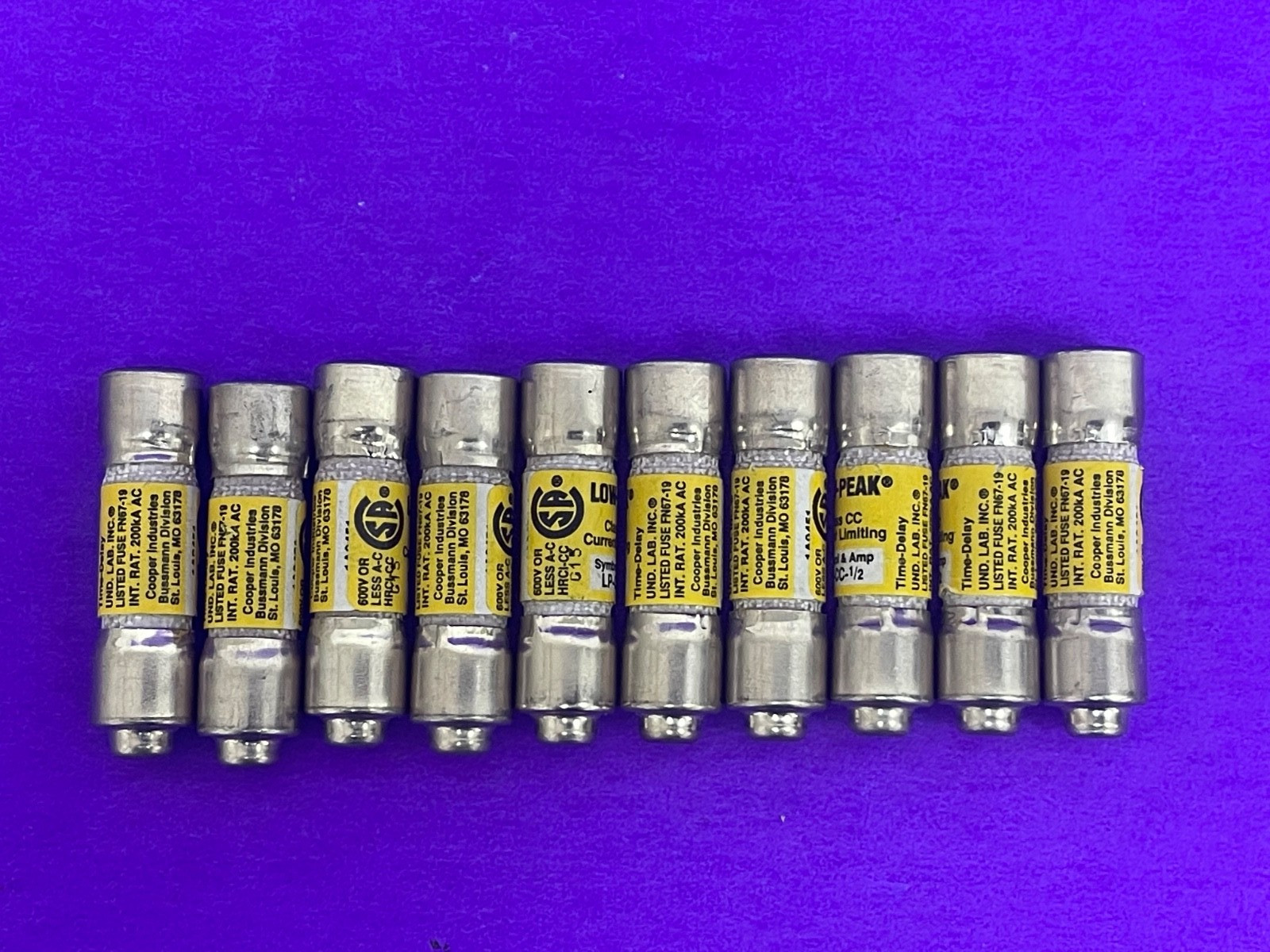 Bussmann LP-CC-1/2, 0.5A 600V Current-limiting Time-delay Fuse [Lot of 3]