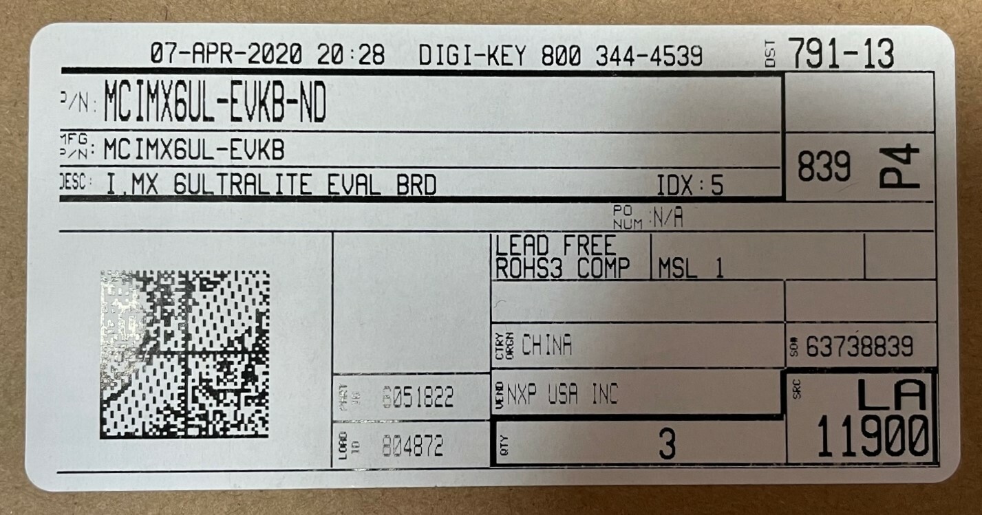 NXP FREESCALE MCIMX6UL-EVKB IMX6 ULTRALITE ARM EVALULATION KIT – NEW