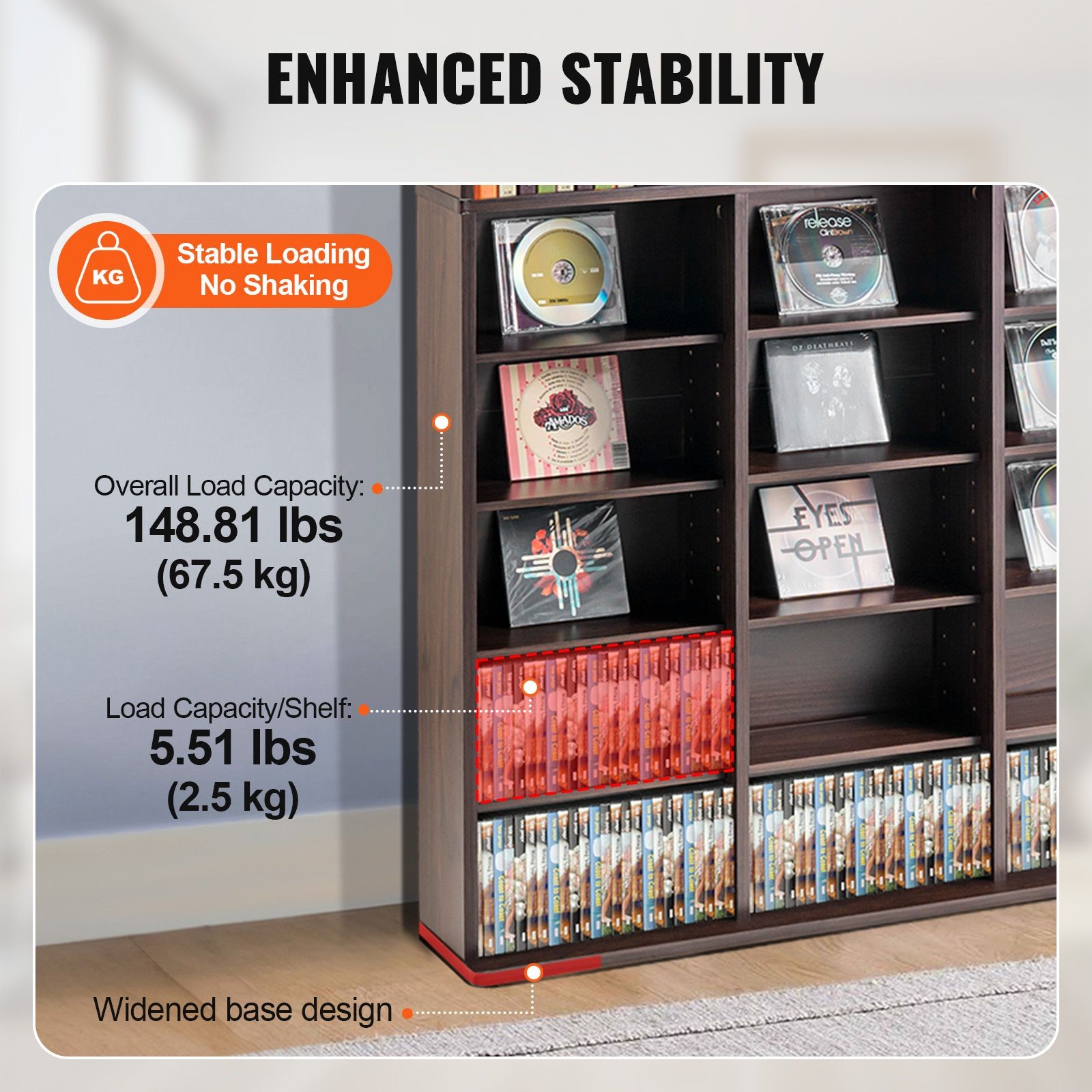 Media Storage Cabinet, 9 – layer DVD Shelf Holds up to 756 CDs, Adjustable CD