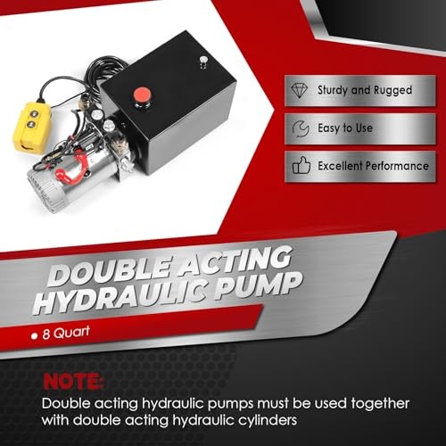 Nakkaa 12V Hydraulic Power Unit 8 Quart Double Acting Dump