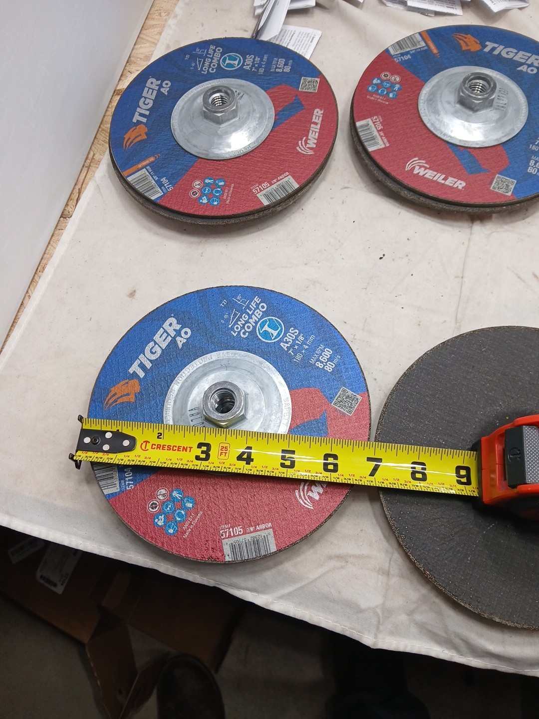 10Pk Weiler 57104 7″ Cut/Grind Wheel 1/8″ 5/8-11A T27 30GR A0, Box of 10 New OB