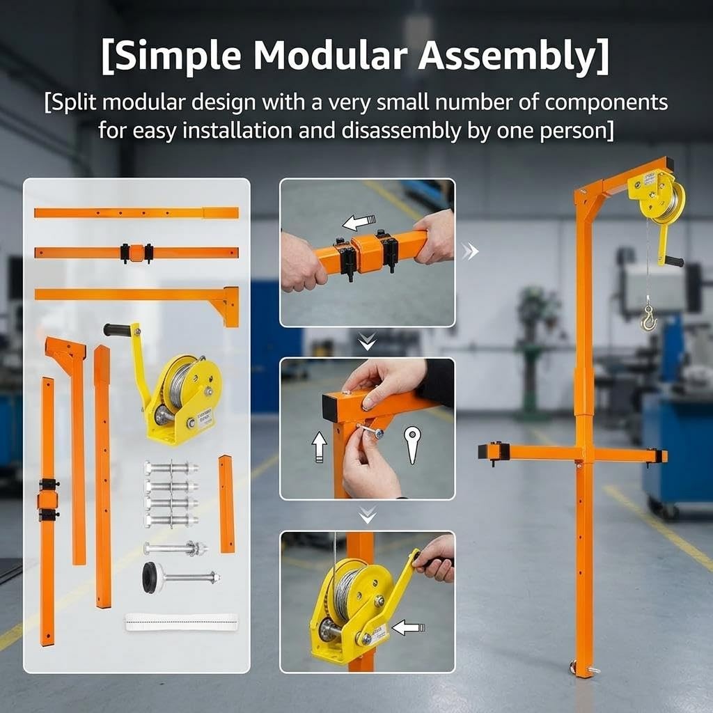 Air Conditioner Lifting Cranes 60FT, Carbon Steel Portable AC Lifting Crane with
