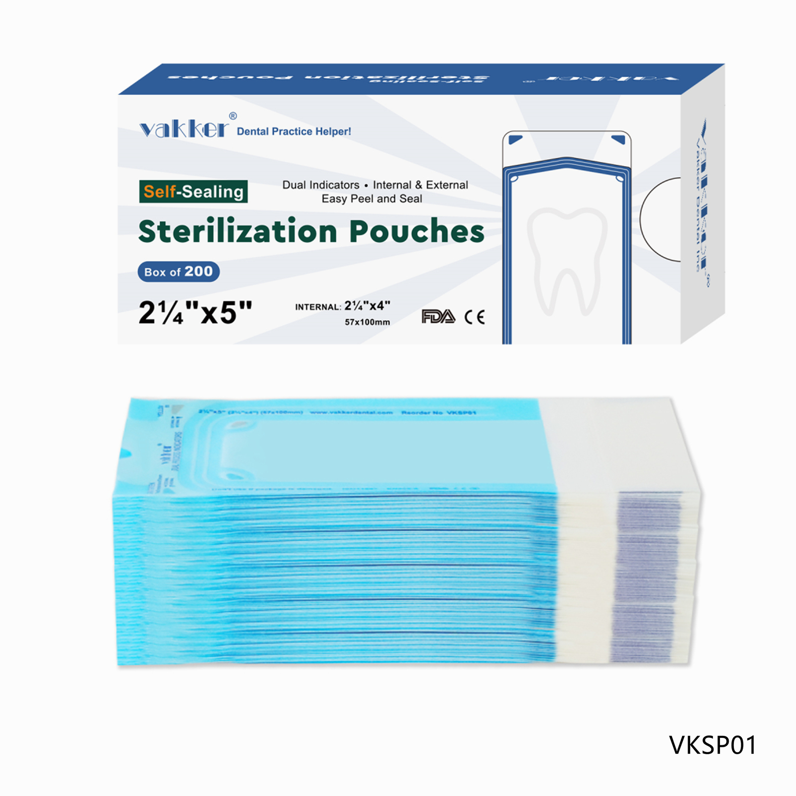 4000pcs 2.25″ x 5″ Self Sealing Dental Sterilization Pouches, Sterilizer Bag