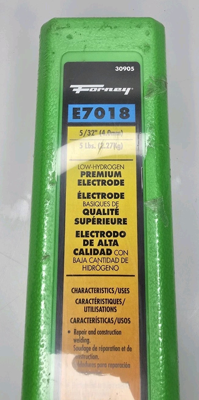 FORNEY 30905 E7018 Welding Rod 5/32inch 5 lb. LOW-HYDROGEN PREMIUM ELECTRODE