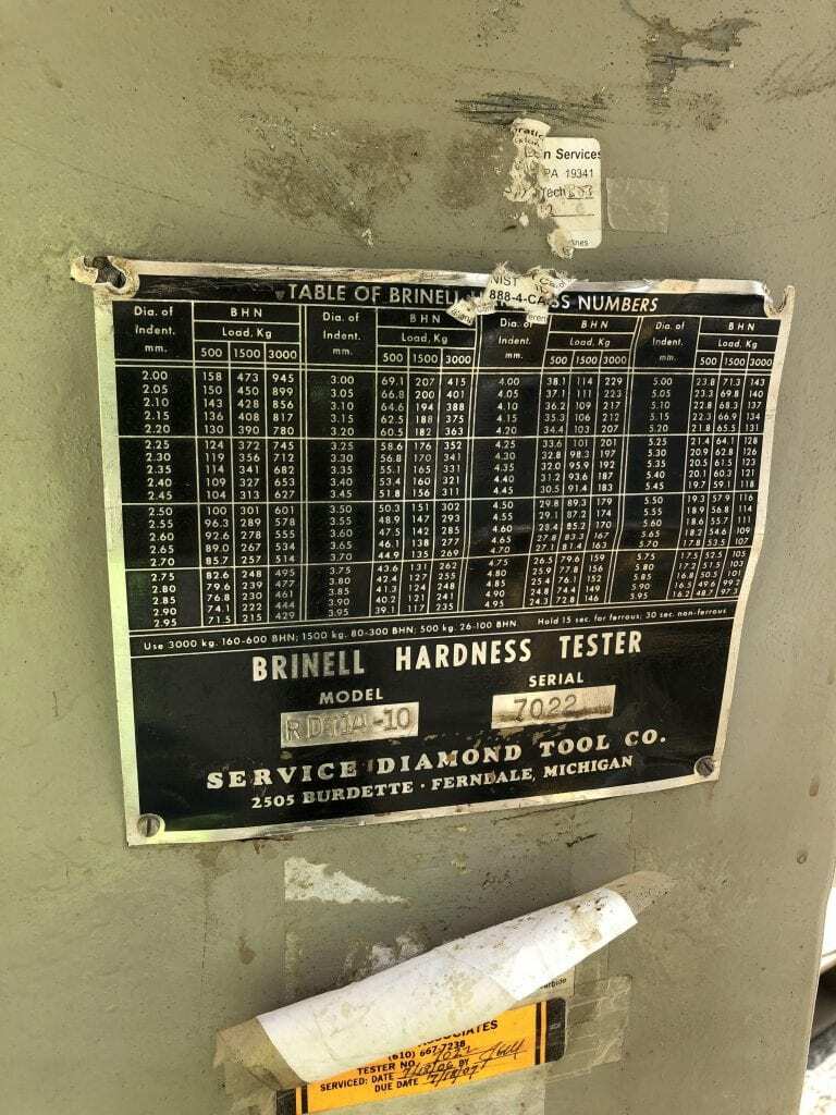 Louis Small RDT14-10 VINTAGE 10″ Brinell Hardness Tester 26-600BHN