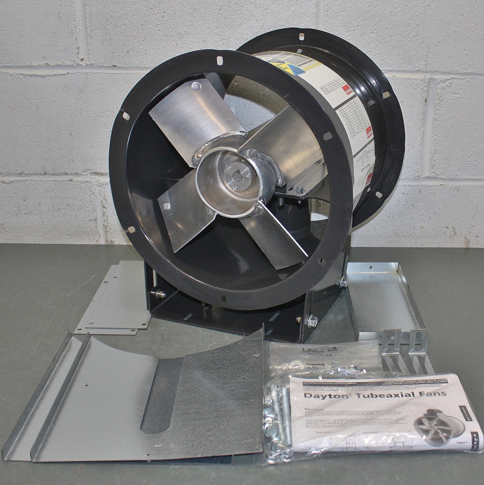 Dayton Tubeaxial Fan 166203A, 12″ Blade OD, Belt Drive, Max 2877 rpm, 2432 cfm