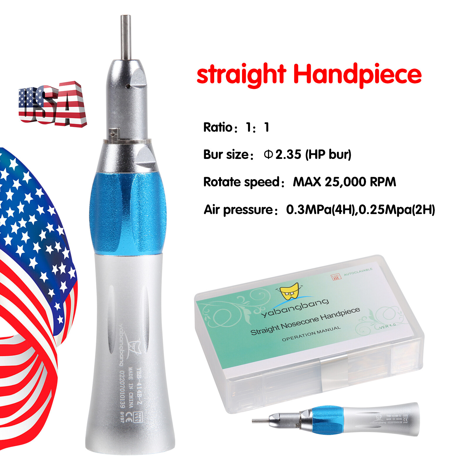 1-10 pcs Dentist Dental Slow Low Speed Handpiece Straight Nose Cone 1:1 E-type