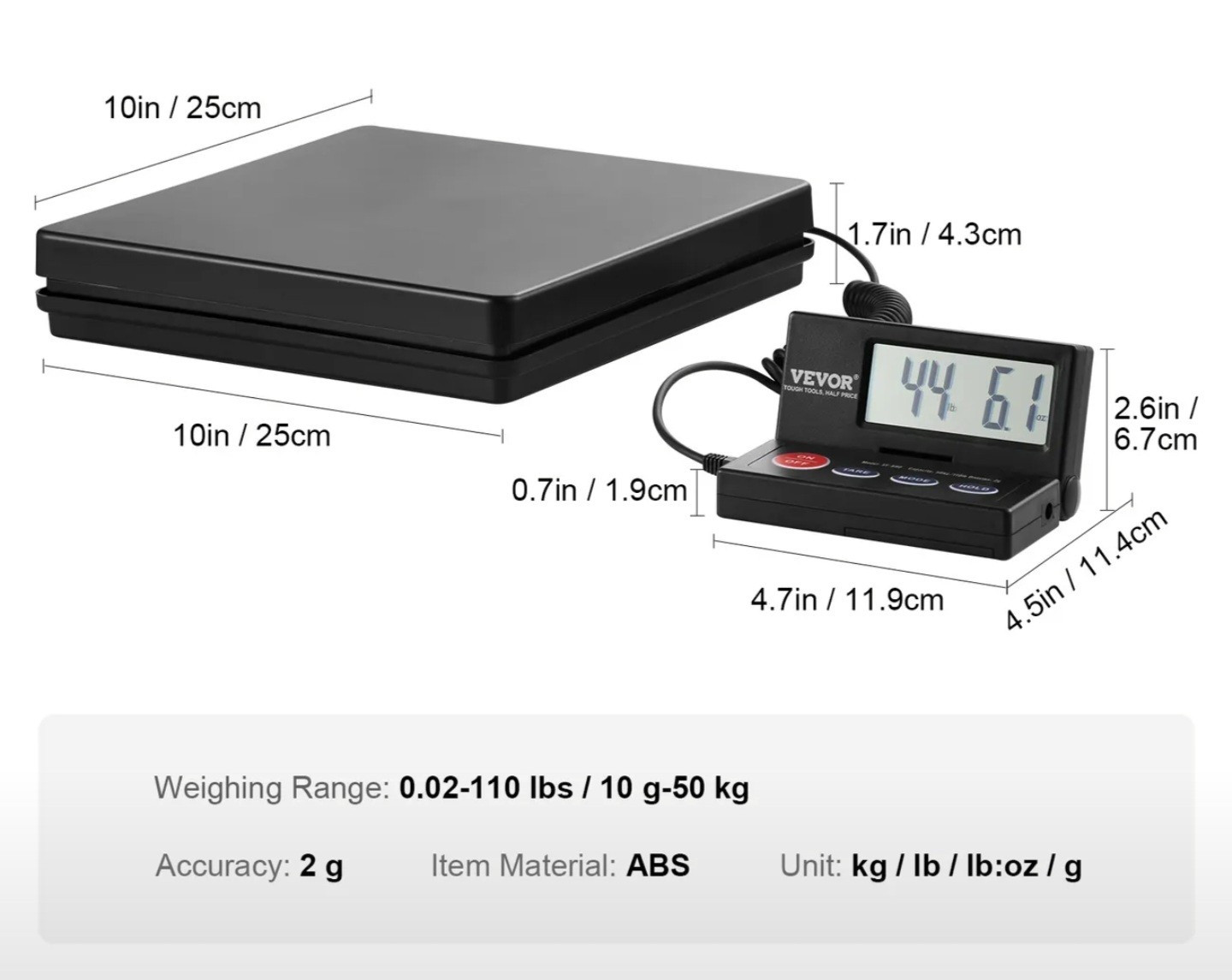VEVOR Digital Shipping Scale 90° Foldable LCD Screen for Home and Business/NEW
